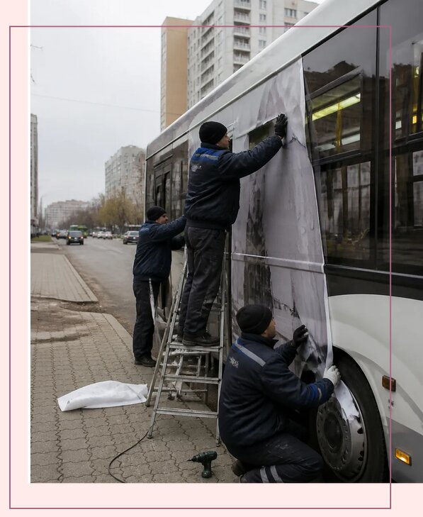 Изготовление и монтаж рекламы на автобусах в Кемерово